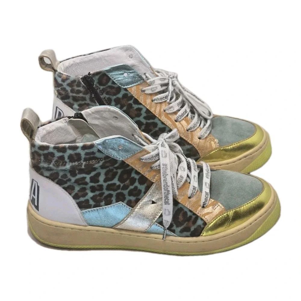 Vaddia Leopard High Top Sneakers Used Women's EU 39 Streetwear Y2K‎ 8.5